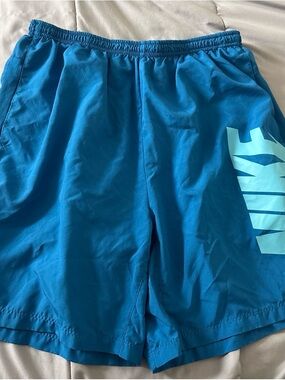 Nike Men's Athletic Shorts in Teal Blue with Light Aqua Logo